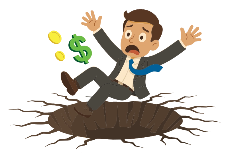 man falling into a pit