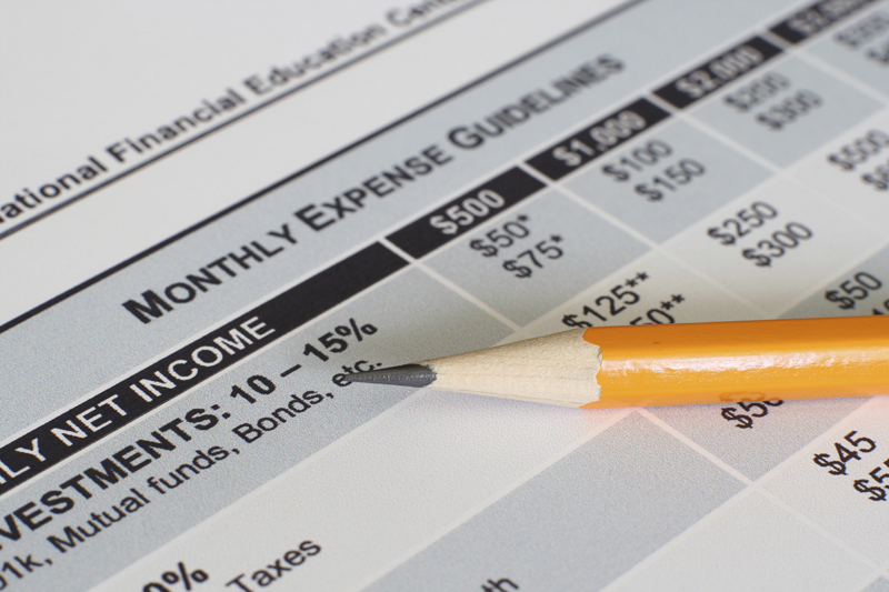 Pencil on Monthly Expense Guidelines paper