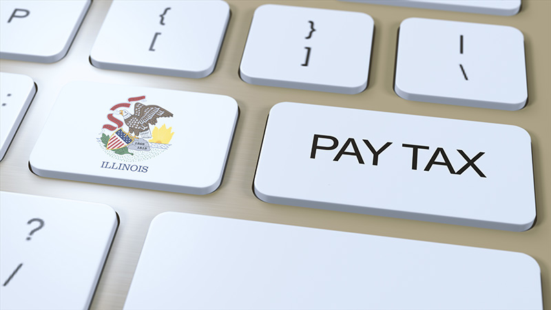 Illinois Pay Tax written on a keyboard