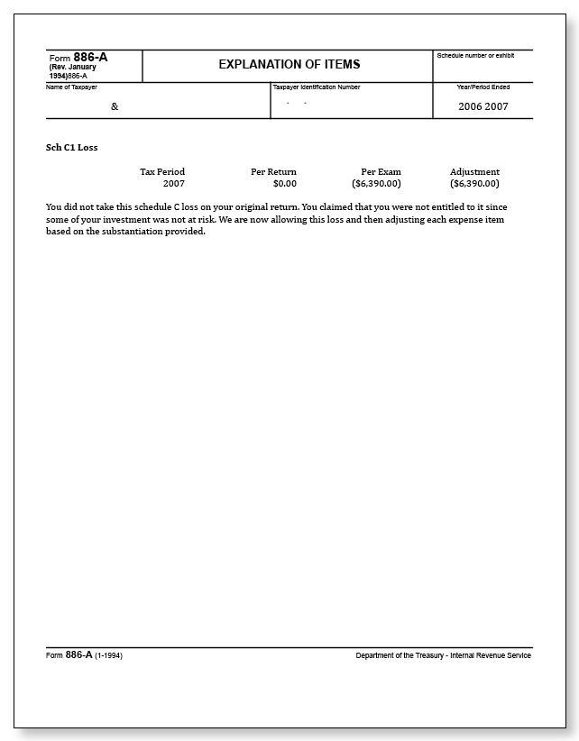 IRS Audit Letter 531-T - Sample 1