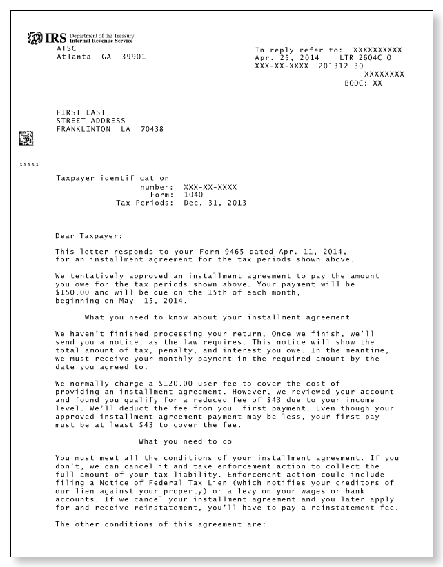 IRS Audit Letter 2604C - Sample 1