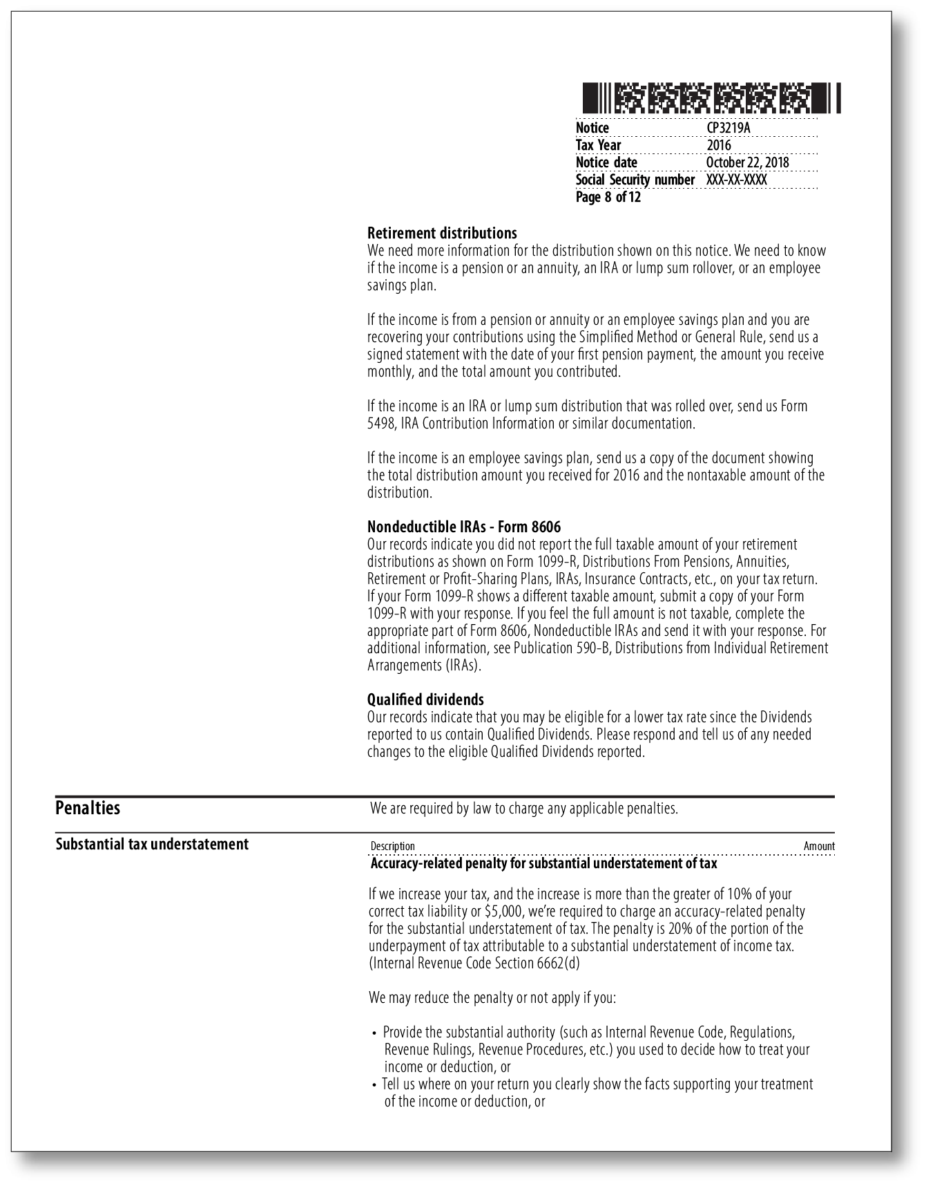 IRS Audit Letter CP3219A - Sample 2