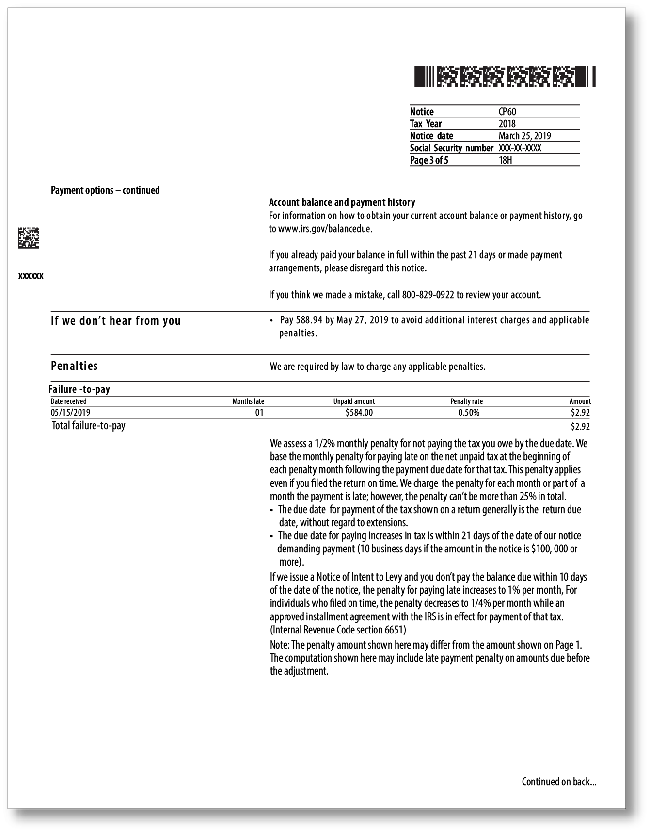 IRS Audit Letter CP60 - Sample 1