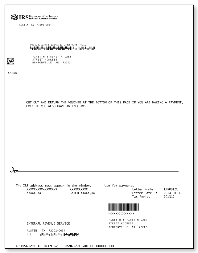 IRS Audit Letter 12C - Sample 1