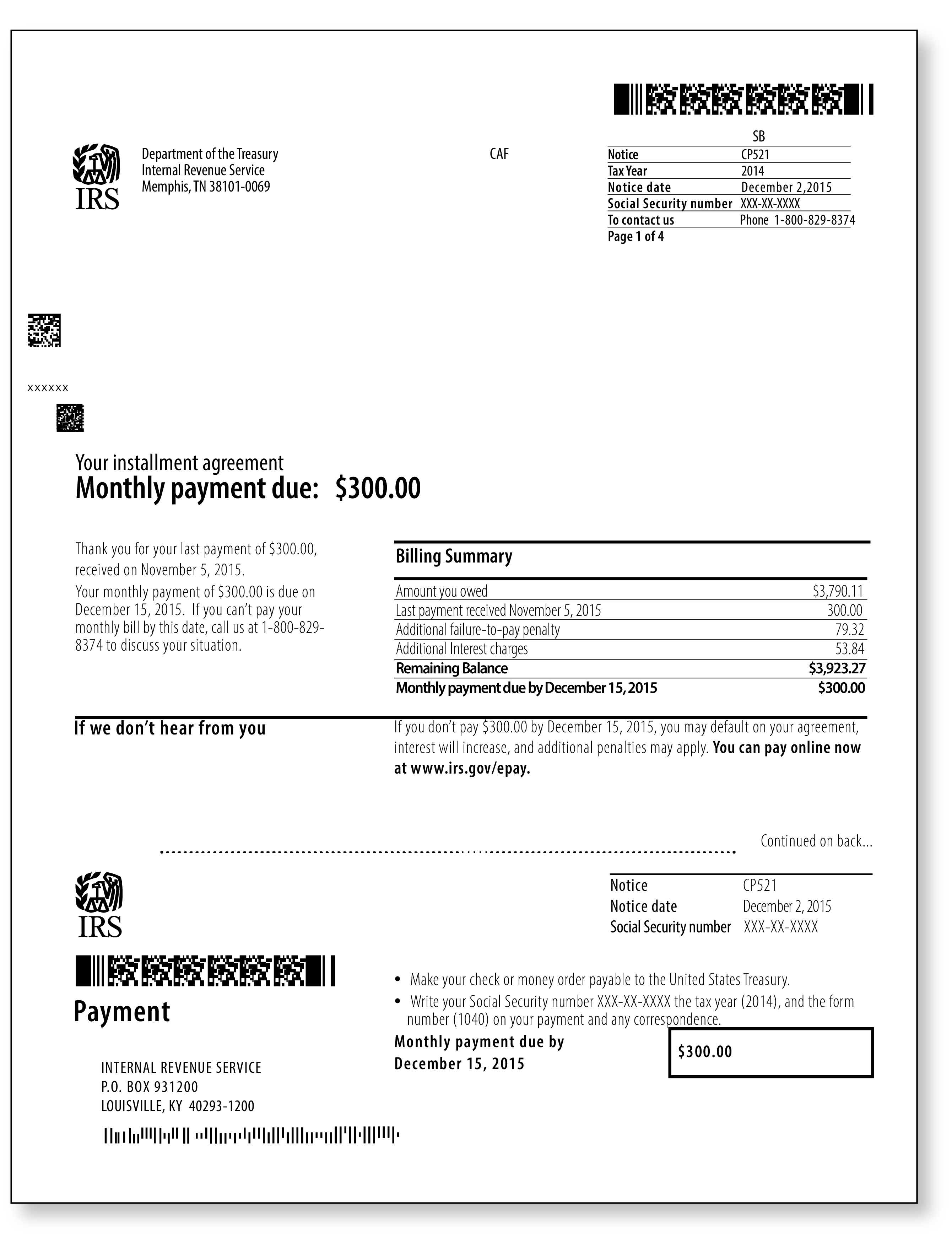 IRS Audit Letter CP521 – Sample 1