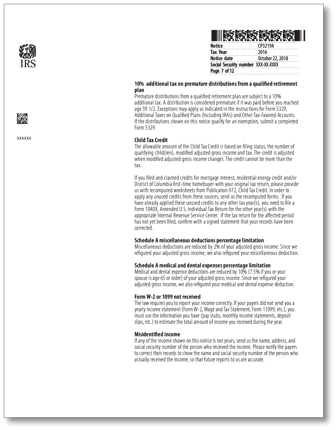 IRS Audit Letter CP3219A - Sample 2