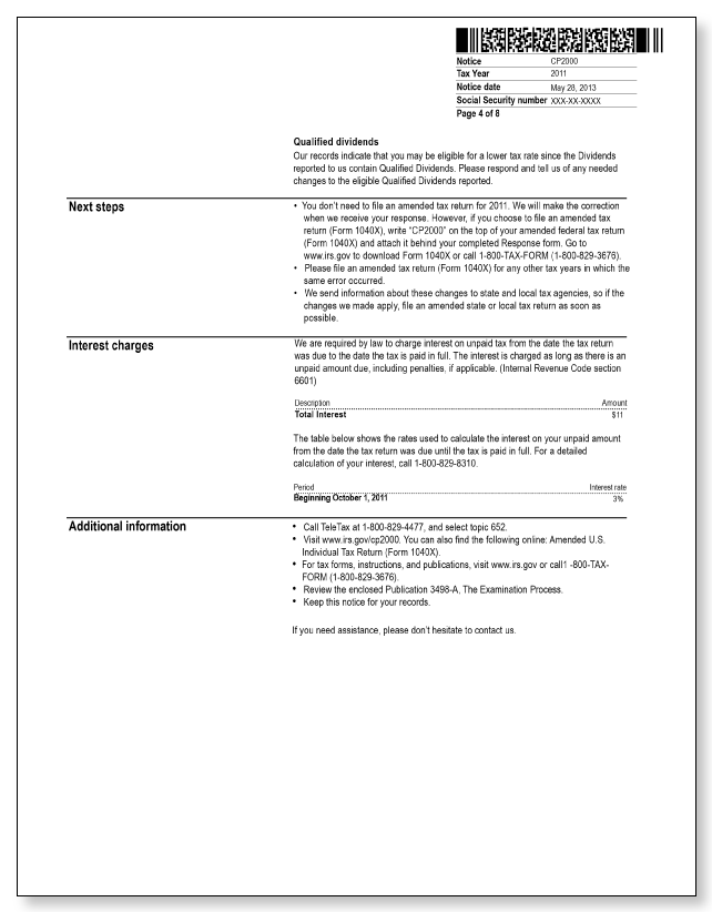 IRS Audit Letter CP2000 - Sample 1 