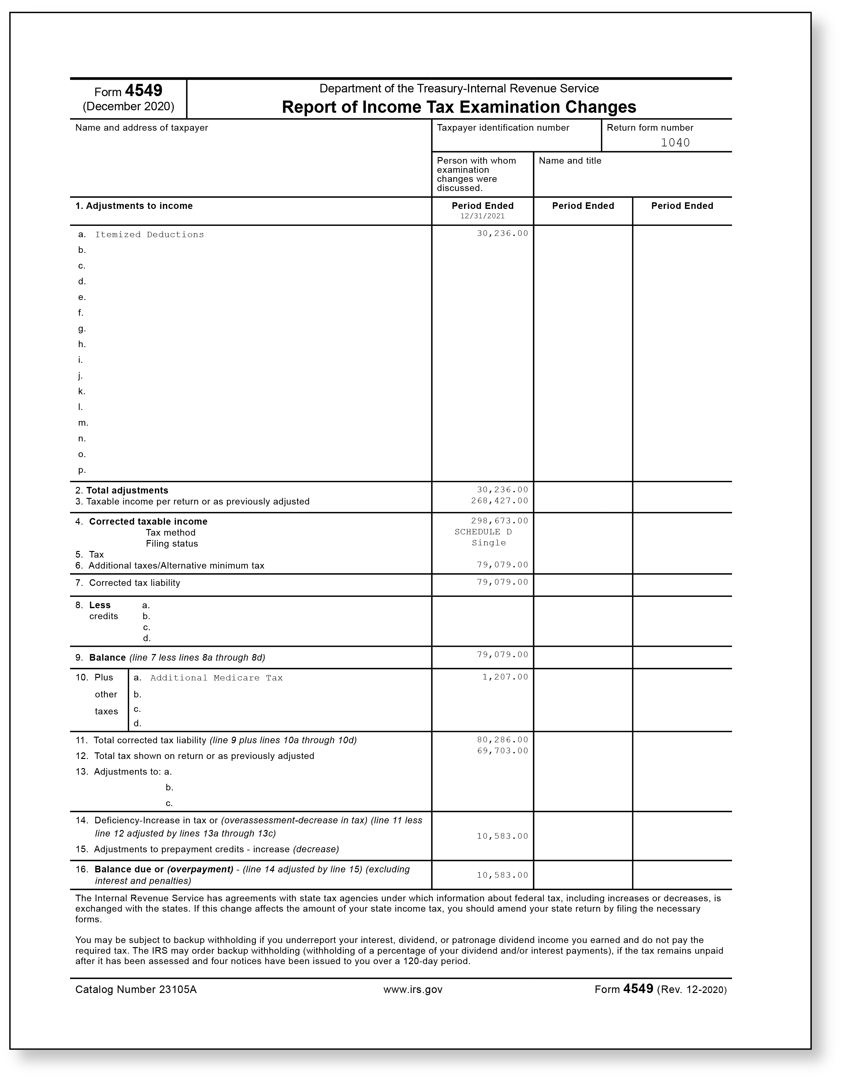 IRS Audit Letter 525 - Sample 1