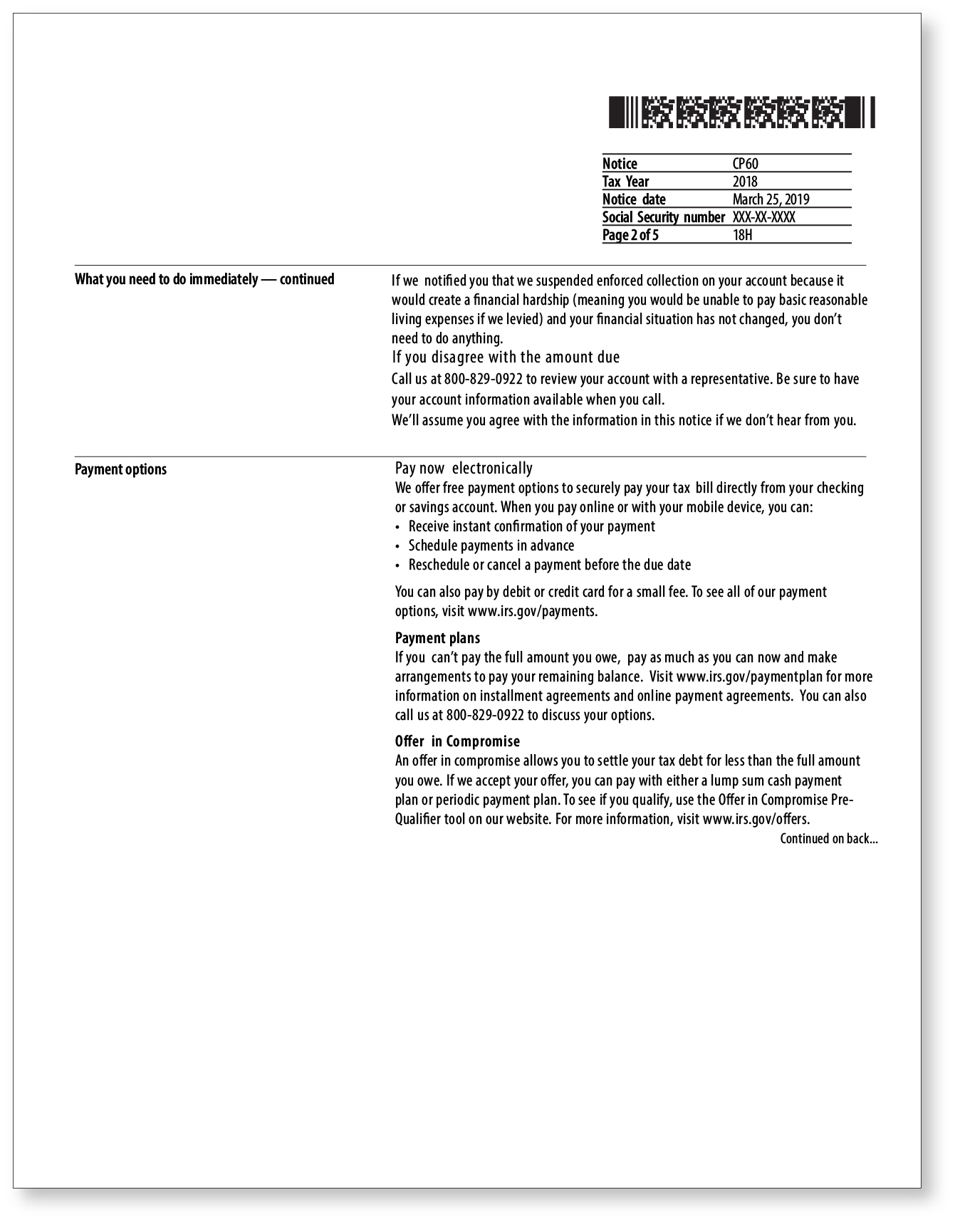 IRS Audit Letter CP60 - Sample 1