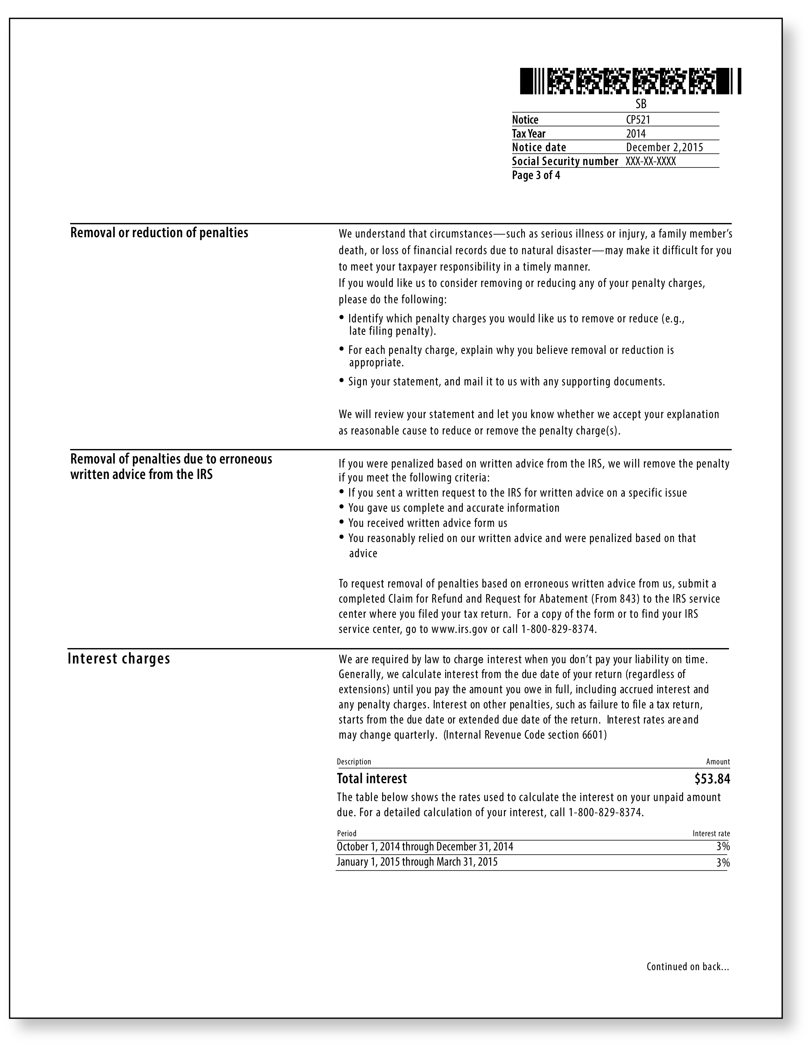 IRS Audit Letter CP521 - Sample 1