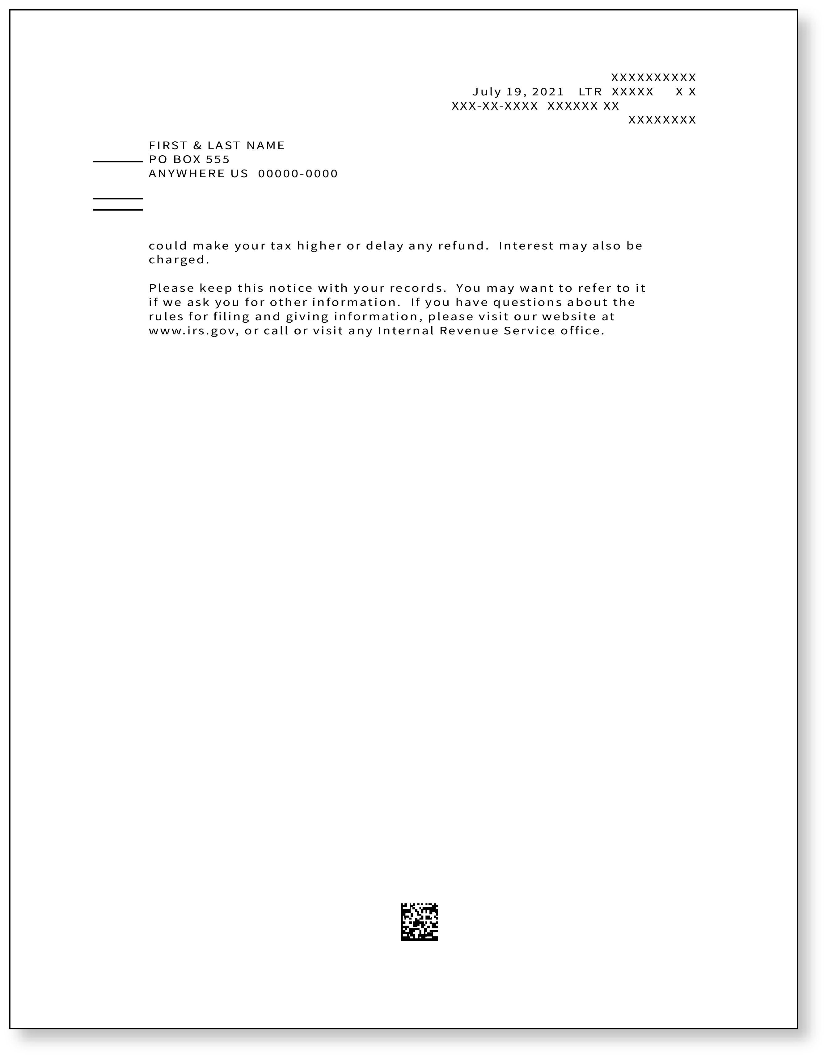 IRS Audit Letter 3219C - Sample 1