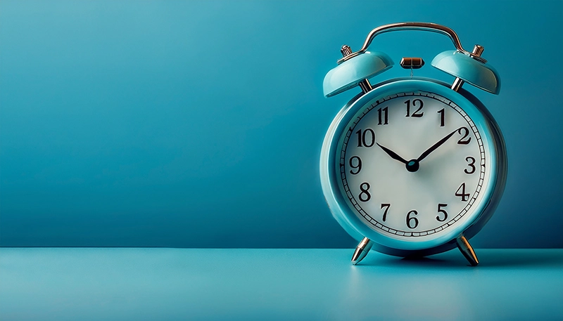 clock on blue background