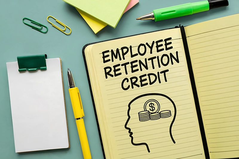 Employee Retention Credit written on a notebook