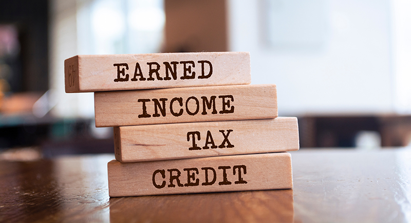 Earned Income Tax Credit written on wooden blocks