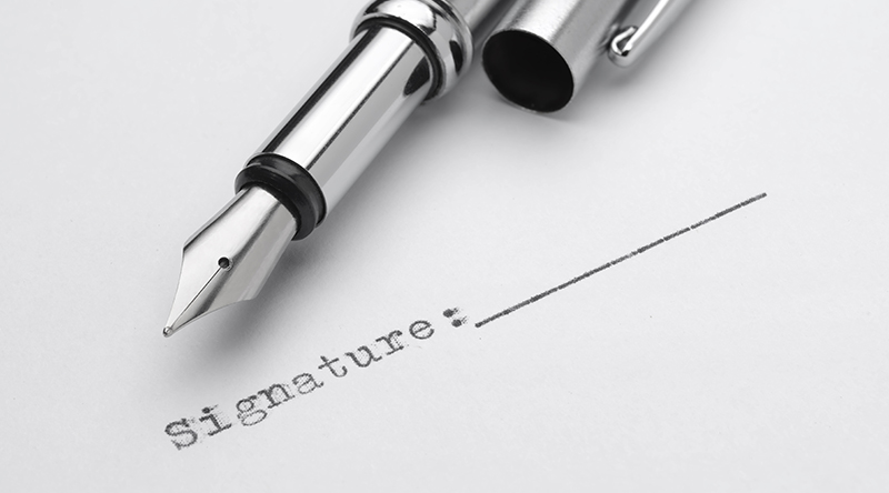 pen and signature line