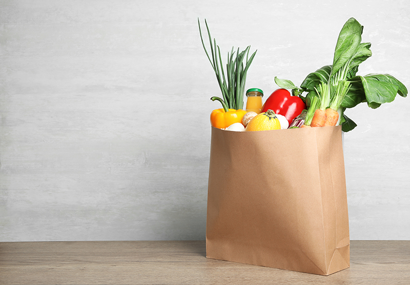 Grocery bag full of food