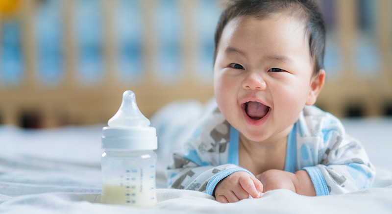 Baby with bottle