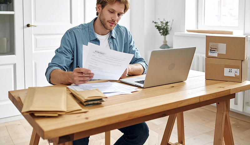 Small business owner working on this desk.