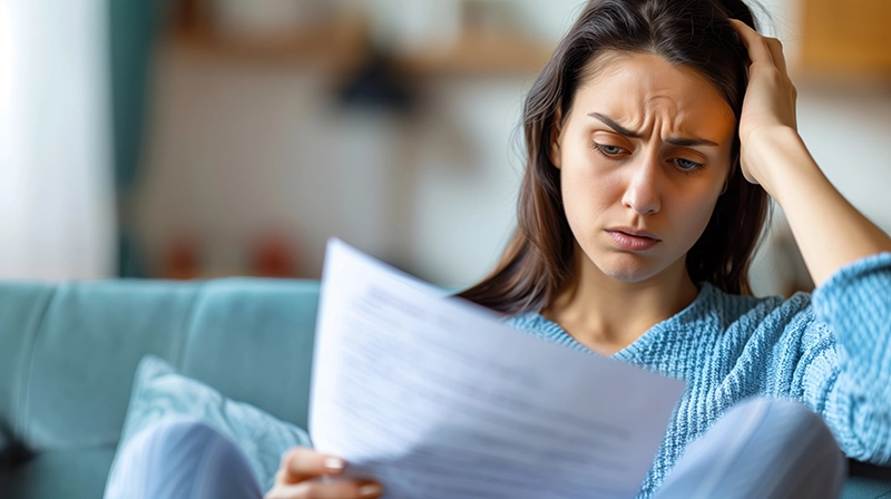 Worried Woman Reading Letter